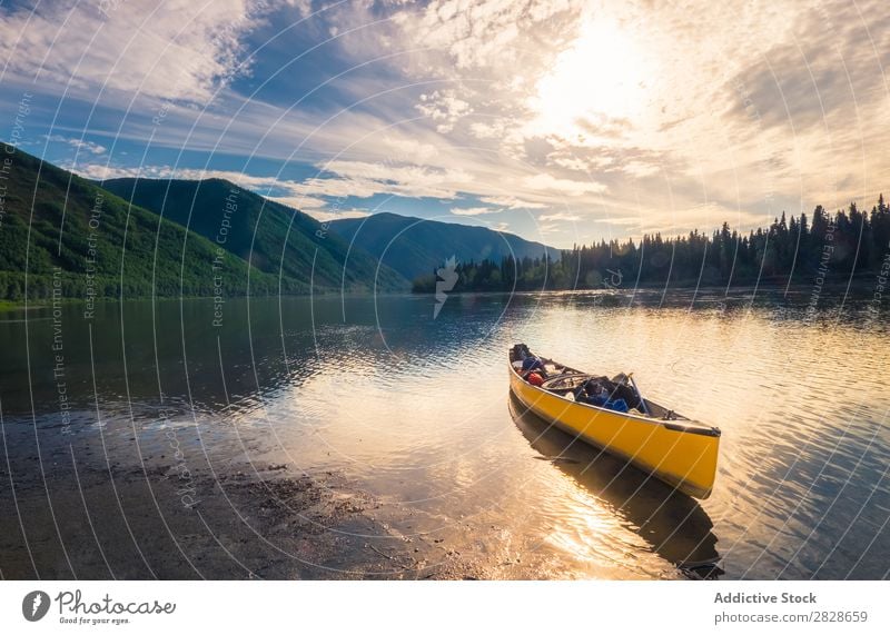 Kayak sailing on water Water Mountain Landscape Vacation & Travel Nature Sports kayaking Adventure Action Lake Background picture Transport Tourism Mirror