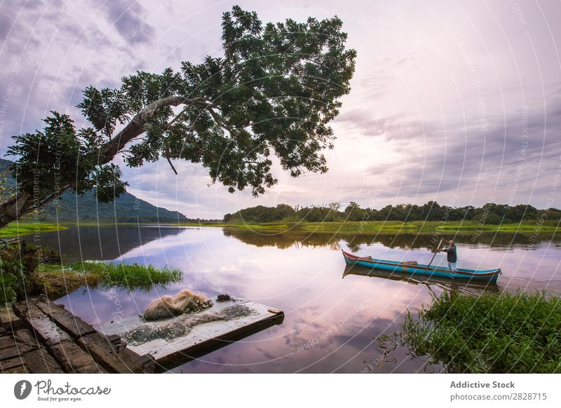 Person rowing in canoe in river Human being Landscape Canoe Tropical Vacation & Travel Kayak Leisure and hobbies Sports Tourism Summer Adventure kayaking