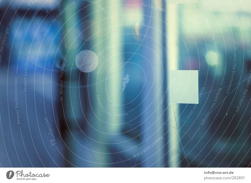 At night Small Town Door Glass Blue Moody Blur Light Green Deserted Exterior shot Night