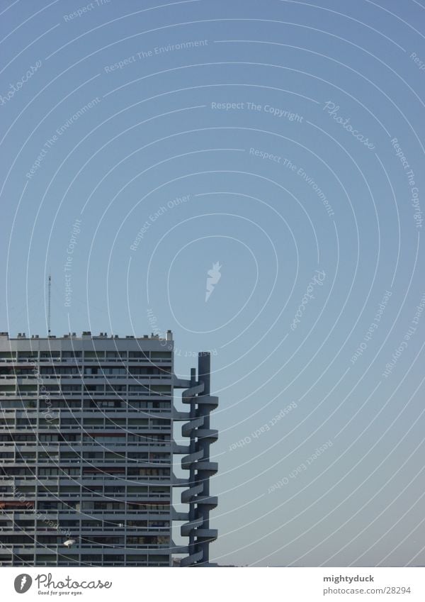 13th floor High-rise Winding staircase Marseille Architecture Stairs Blue sky