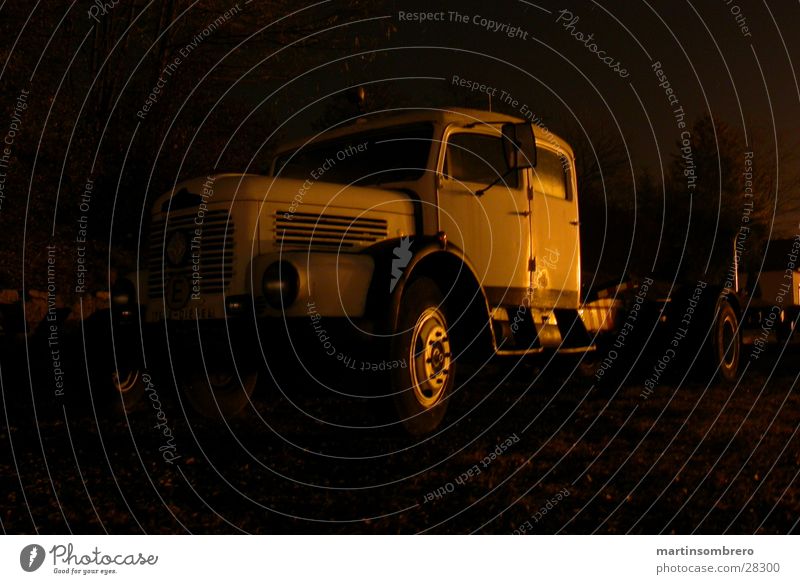 Truck at night Night Neon light Long exposure Roadside Dark Industry Old