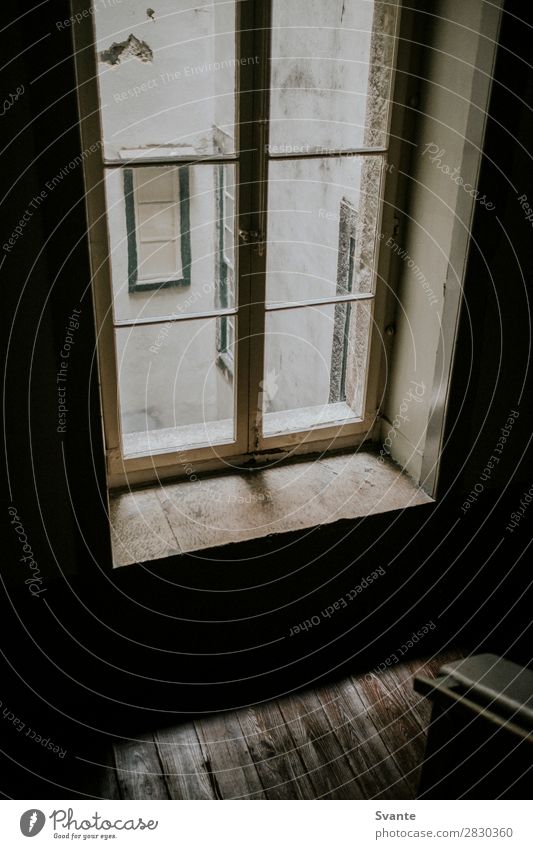 Window in stairwell, Lisbon Portugal House (Residential Structure) Architecture Stairs Vacation & Travel Old Esthetic Authentic Moody Frame Colour photo