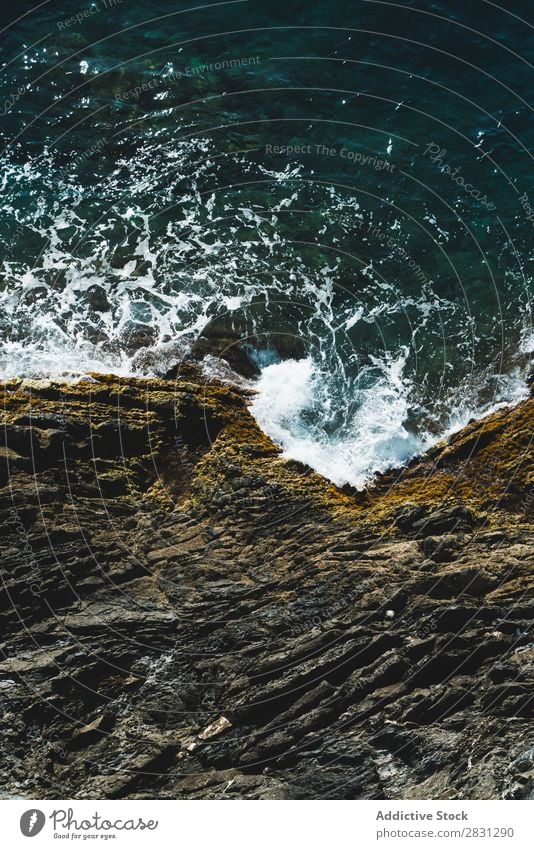 Rough rocks and waves Coast Rock Waves Tropical Ocean Powerful Exotic Energy Foam Deserted Turquoise Cliff Summer Beach Tide layered Nature tropic Idyll White