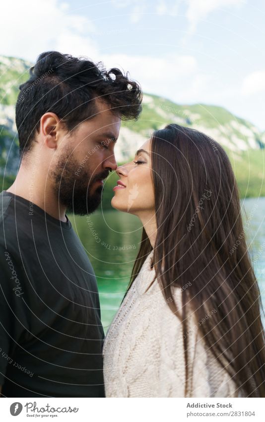 Couple kissing at lake Lake Human being Nature eyes closed Kissing Vacation & Travel Love Summer Happy 2 Man Woman romantic Lifestyle Water Romance Beautiful