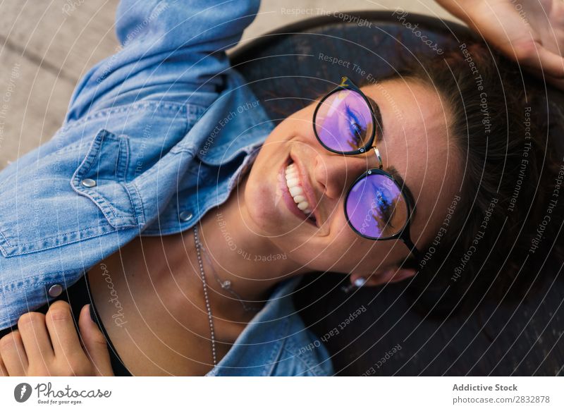 Portrait of woman in glasses Woman Eyeglasses Style Portrait photograph Smart human face Street Model Town Person wearing glasses teenage Lie (Untruth) Posture