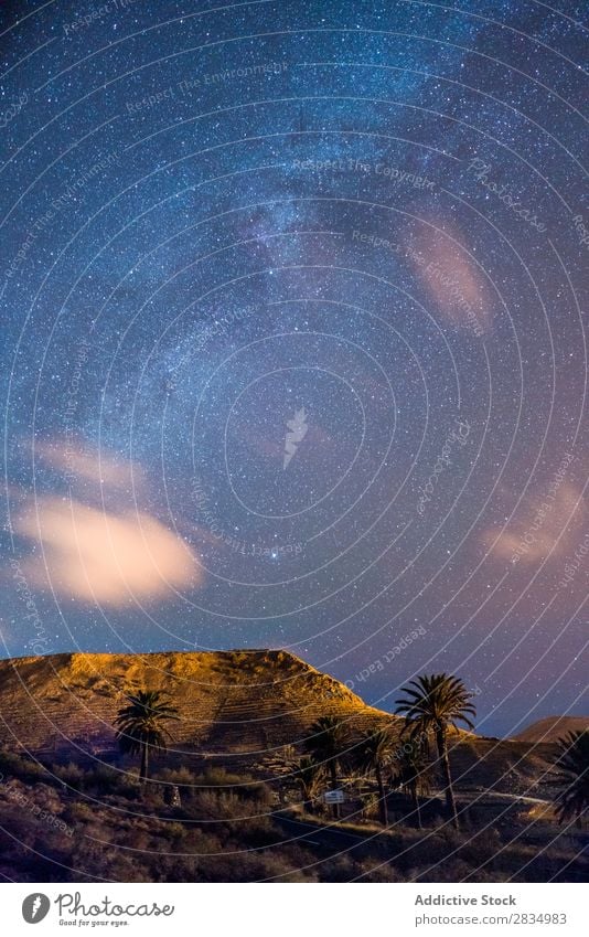 Hills and starry sky Mountain Clouds Evening Nature Landscape Natural Rock Stone Lanzarote Spain Vantage point Vacation & Travel Tourism Trip tranquil Beautiful