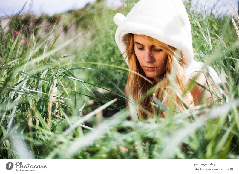 A polar bear on a summer holiday (III) Human being Feminine Young woman Youth (Young adults) Woman Adults Life Head 1 18 - 30 years Nature Plant Cloudless sky