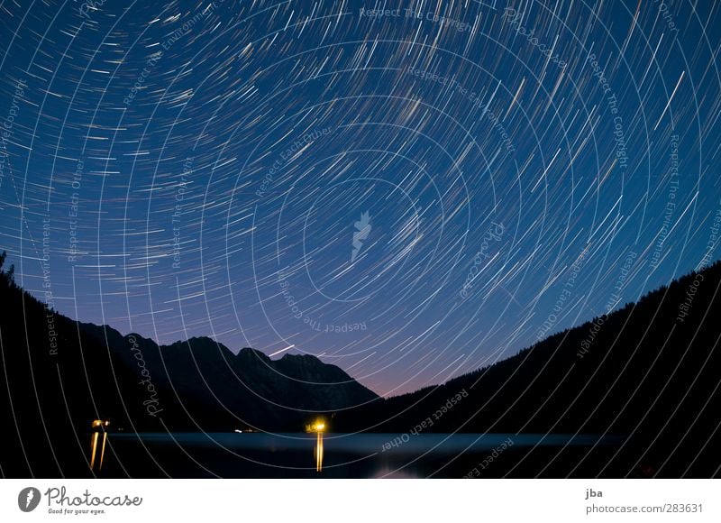 Arnensee Harmonious Relaxation Calm Mountain Landscape Elements Water Night sky Stars Beautiful weather Alps Lake Saanenland Aviation Movement Rotate Illuminate