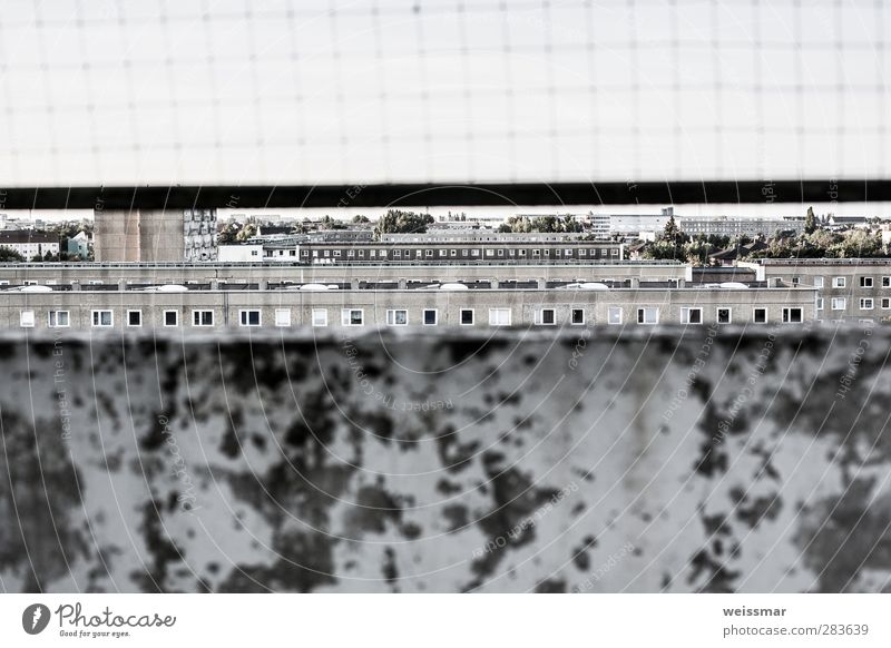 grey_view Cottbus Outskirts Skyline Deserted House (Residential Structure) High-rise Wall (barrier) Wall (building) Facade Balcony Dirty Wet Gray White