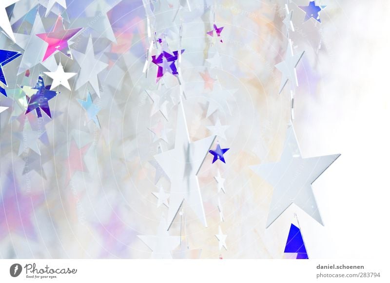 asterisk Decoration Christmas & Advent Bright Blue Silver White Star (Symbol) Subdued colour Copy Space left Copy Space right Copy Space bottom