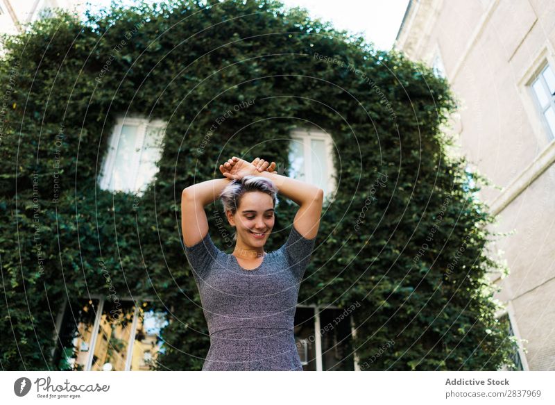 Woman posing on street Street Beautiful Girl Youth (Young adults) Student pretty Adults Smiling City Beauty Photography Attractive Easygoing Lifestyle