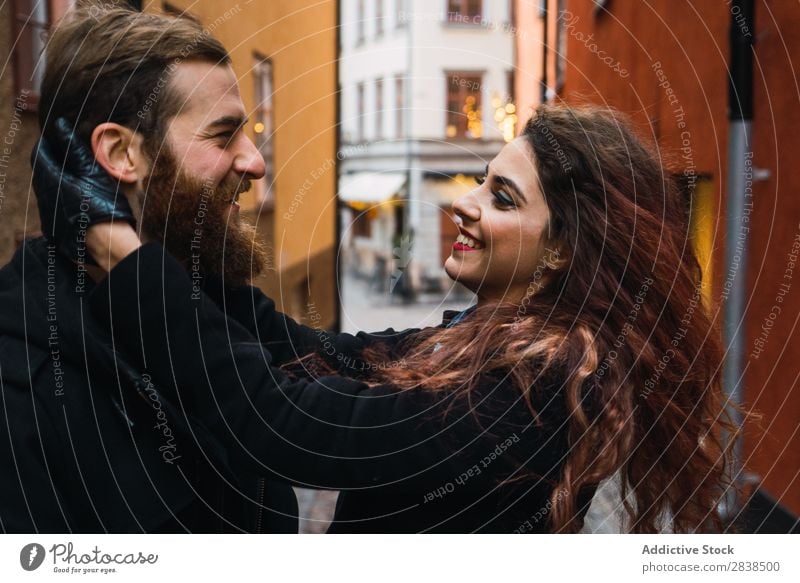 Couple posing on street Street Happy City Human being Vacation & Travel Tourism Love Happiness Relationship Cheerful Youth (Young adults) Man Woman Romance 2