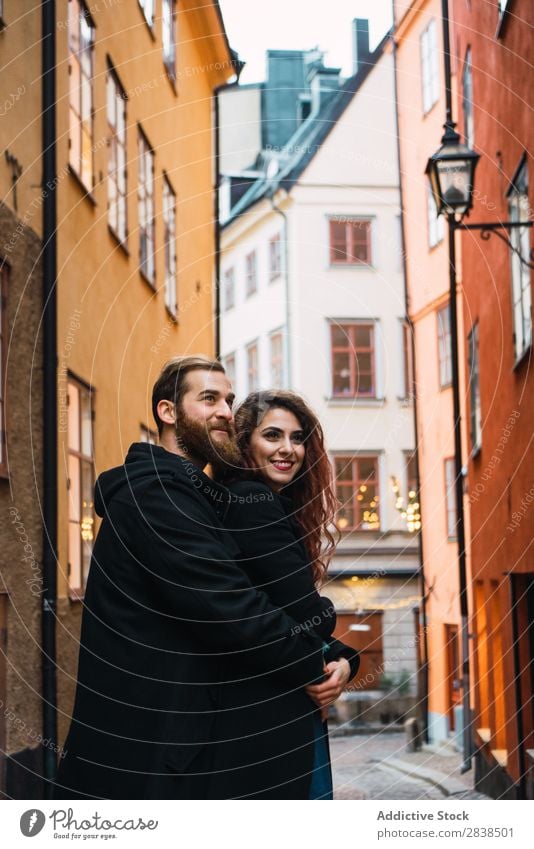 Couple posing on street Street Happy City Human being Vacation & Travel Tourism Love Happiness Relationship Cheerful Youth (Young adults) Man Woman Romance 2