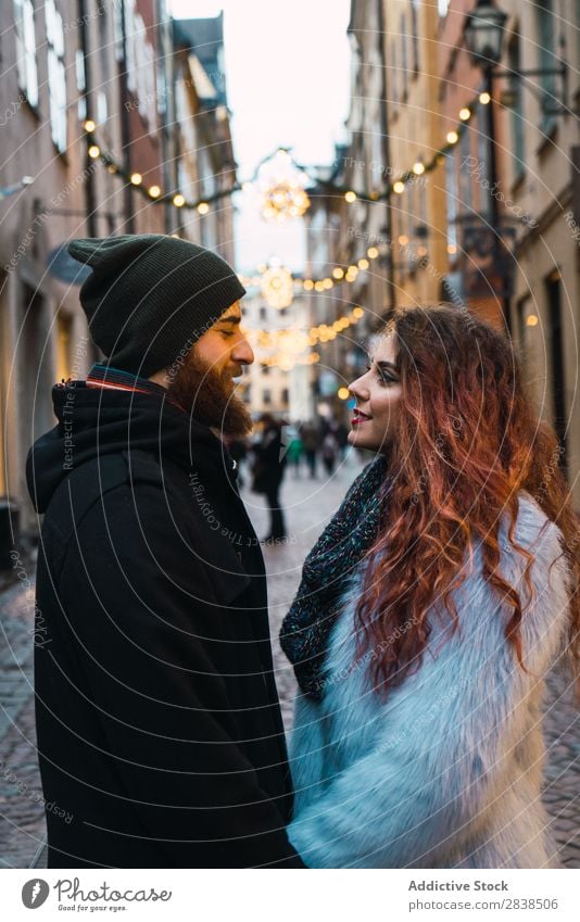 Couple posing on street Street Happy City Human being Vacation & Travel Tourism Love Happiness Relationship Cheerful Youth (Young adults) Man Woman Romance 2