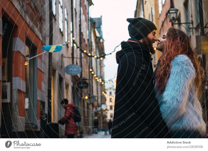 Couple posing on street Street Happy City Human being Vacation & Travel Tourism Love Happiness Relationship Cheerful Youth (Young adults) Man Woman Romance 2