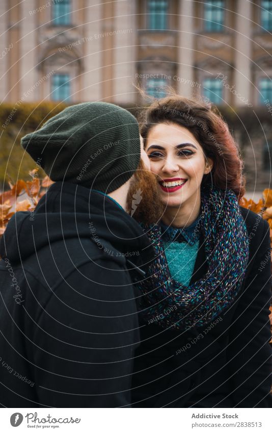 Happy couple on street Couple Street City Human being Love Happiness Relationship Cheerful Youth (Young adults) Man Woman Romance 2 Joy Smiling Friendship