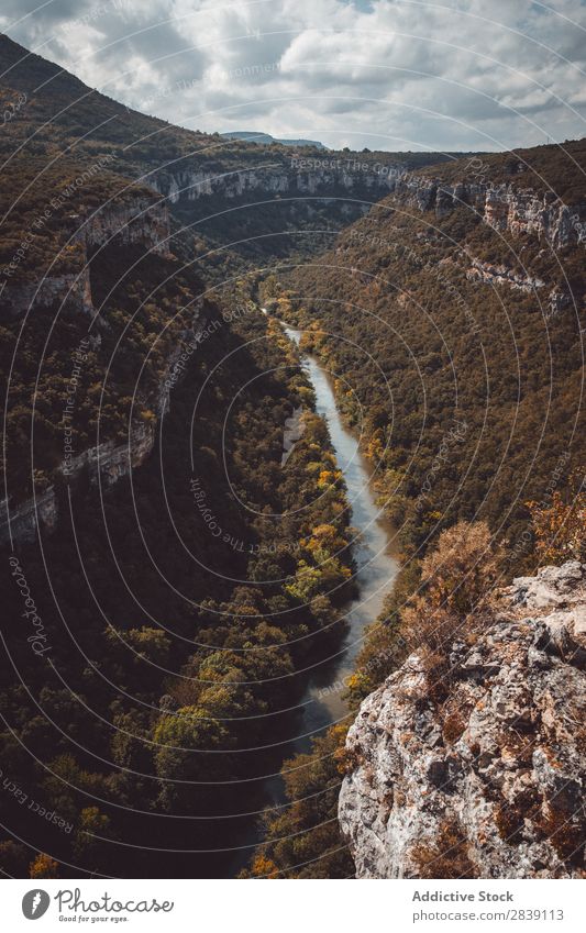 Picturesque view of canyon with trees Landscape Canyon River Valley Tree Vantage point canyon del ebro Tourism Vacation & Travel Nature national Landmark