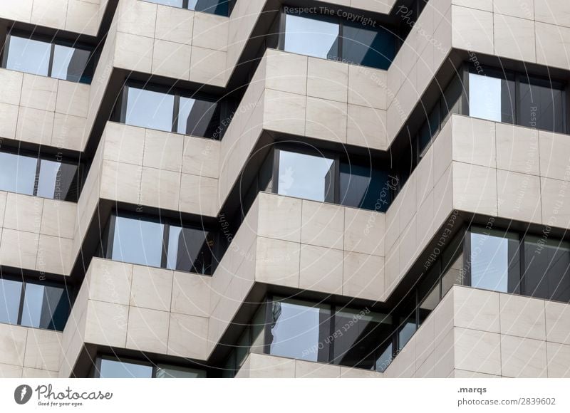 façade Facade Window Sharp-edged Modern Esthetic Arrangement Perspective Colour photo Exterior shot Deserted