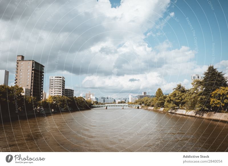 City river flowing in sunlight Skyline River Modern Architecture Exterior Clouds Victoria & Albert Waterfront Traveling Vantage point Town Structures and shapes