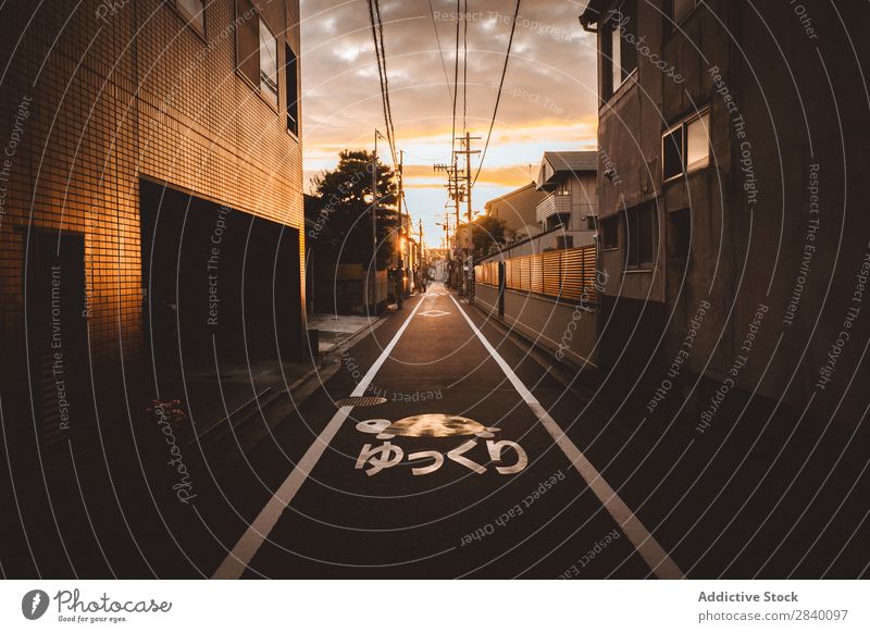 Walkway in town in the evening Corridor Town Street asian City Pavement Walking Lanes & trails Vacation & Travel Building Architecture Pedestrian Sidewalk