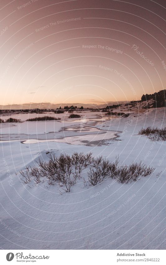 Beautiful snowy landscape Lake Snow Sunrise Landscape Nature scenery Winter Cold Ice Sky Seasons Vantage point Weather Frozen Horizon Morning Serene Calm