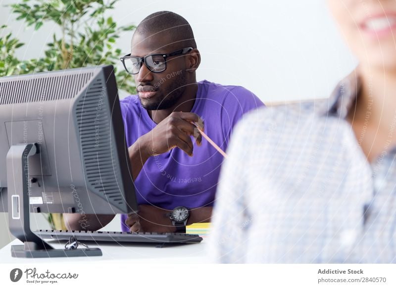 Team working in the office. Business Work and employment Notebook Group Youth (Young adults) Businessman Teamwork Light Portrait photograph Girl Human being