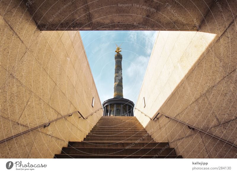 X Capital city Stairs Tourist Attraction Landmark Monument Honor Bravery Self-confident Victory column Berlin Upward Underpass Tunnel Banister Sieg Success