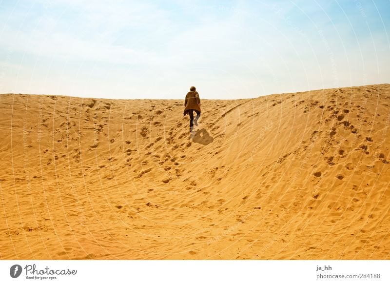 desert Hiking 1 Human being Nature Elements Sand Sky Hill Beach Infinity Dune Footprint climb Horizon Far-off places sandy area mountain Go up Ambiguous