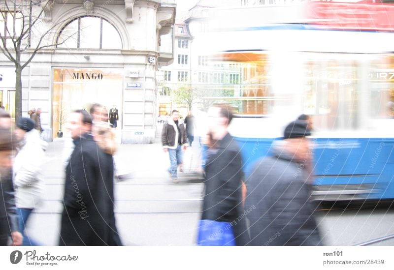 railway station street Bahnhofstrasse Tram Transport Human being Zurich shopingmal Blue