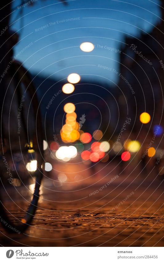 night ride. Bicycle Town Downtown Old town Pedestrian precinct Transport Means of transport Traffic infrastructure Cycling Street Stone Driving Dark