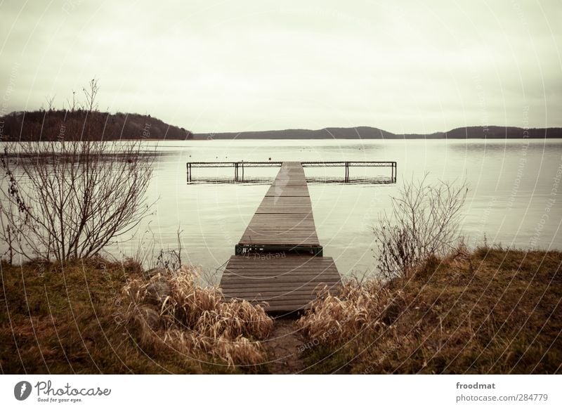 dreariness Nature Landscape Sky Autumn Winter Bad weather Grass Hill Mountain Coast Lakeside Pond Relaxation Cold Gloomy Calm Horizon Idyll Environment Past