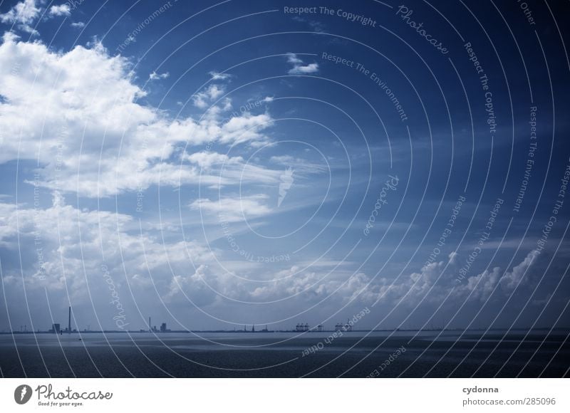 farsighted Logistics Environment Nature Landscape Water Sky Clouds Summer North Sea Ocean Navigation Harbour Container Uniqueness Freedom Horizon Planning Calm