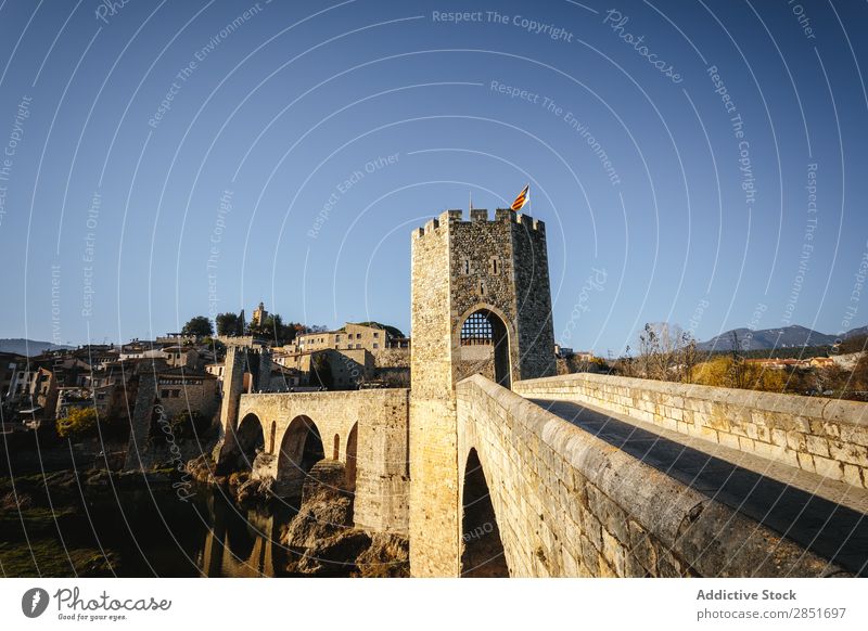 Medieval bridge Bridge medieval besalu River Catalonia Antique Spain Gate garrotxa Old Vacation & Travel Architecture Building Wall (building) Ancient Europe