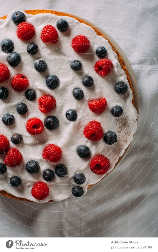 Preparing berries cake with yogurt frosting Berries Black Blue Blueberry Cake Cooking Cream Delicious Dessert Food Fresh Bird's-eye view Frost Icing Fruit