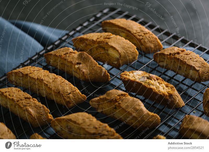 Italian cantuccini biscuits Almond Baking Bakery biscotti Cake carquinyoli carquiñol Coffee Cookie cooling rack crispy Crunchy Dry Food Baked goods Snack Sugar