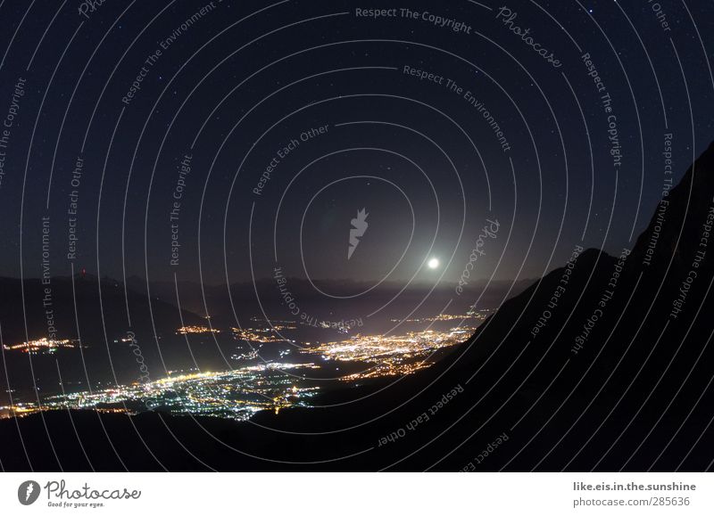 alternative "tatort"-schaun Environment Nature Landscape Elements Sky Cloudless sky Night sky Stars Horizon Moon Summer Beautiful weather Hill Rock Alps