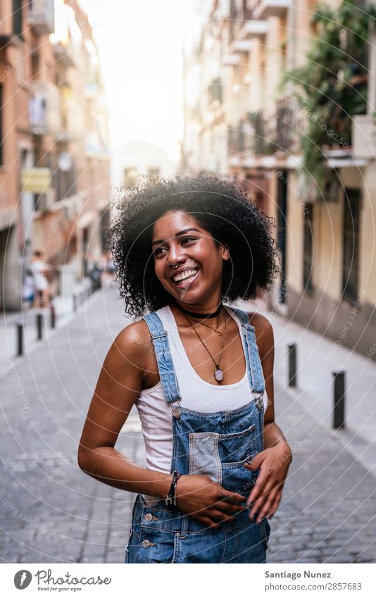 Portrait of a beautiful black woman. Woman Black African Afro Human being Portrait photograph City Youth (Young adults) Girl American Smiling Happy Fashion