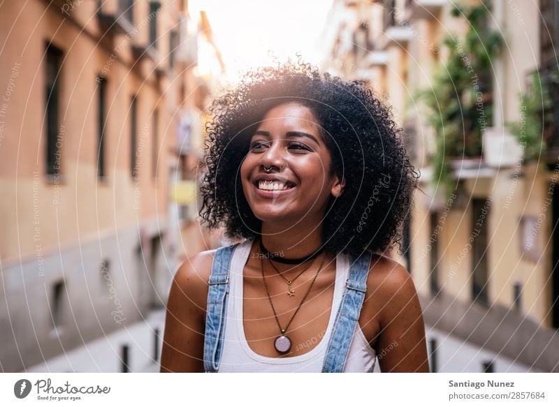 Portrait of a beautiful black woman. Woman Black African Afro Human being Portrait photograph City Youth (Young adults) Girl American Smiling Happy Fashion