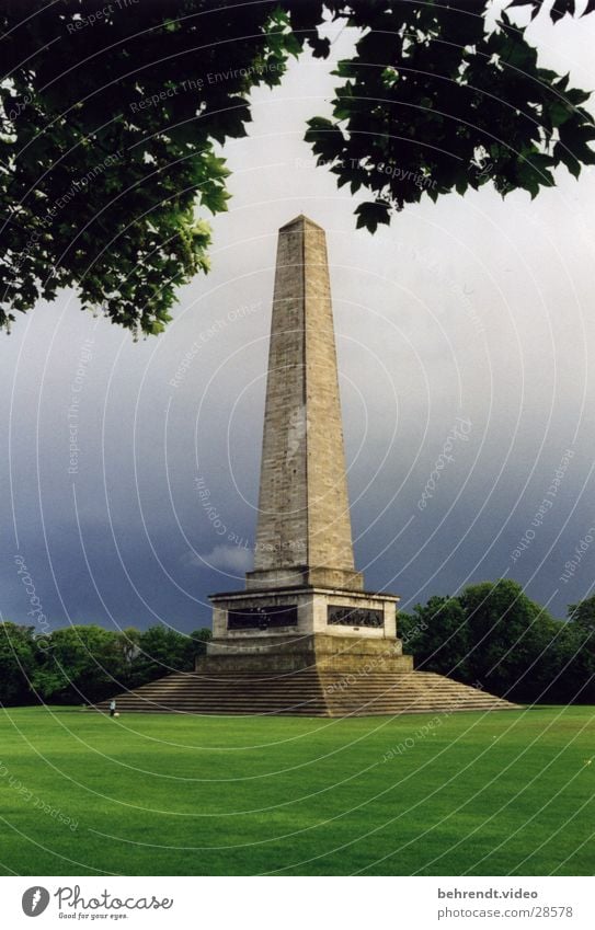 Obelisk in Dublin City Park Green Manmade structures Meadow Tree Leaf Geometry Ireland Lawn