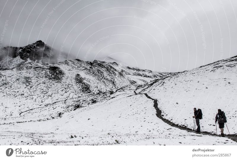 Summer hike in Savoien Sports Hiking Clouds Bad weather Snow Mountain Peak Uniqueness Cold Anticipation Truth Colour photo Subdued colour Exterior shot