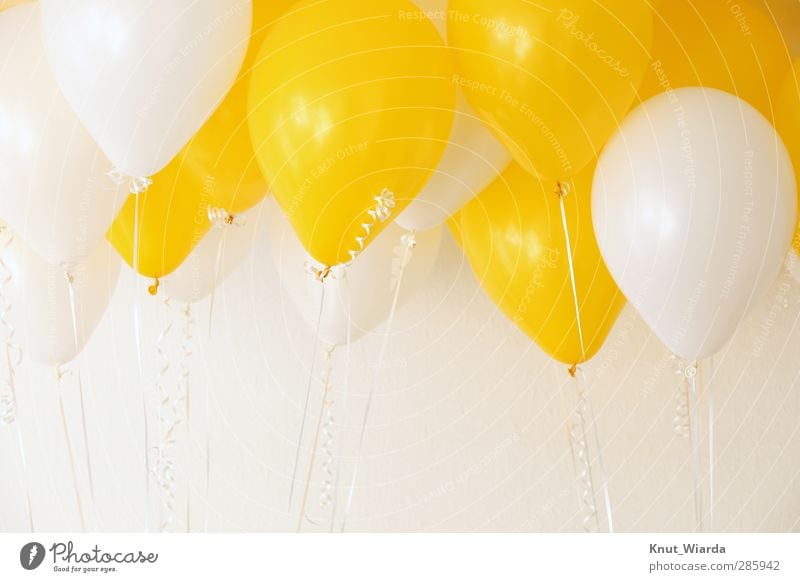 Balloons - baloons Feasts & Celebrations Birthday Bright Many Yellow White Joy Colour Attachment Multicoloured Hover String Party Two-tone Colour photo