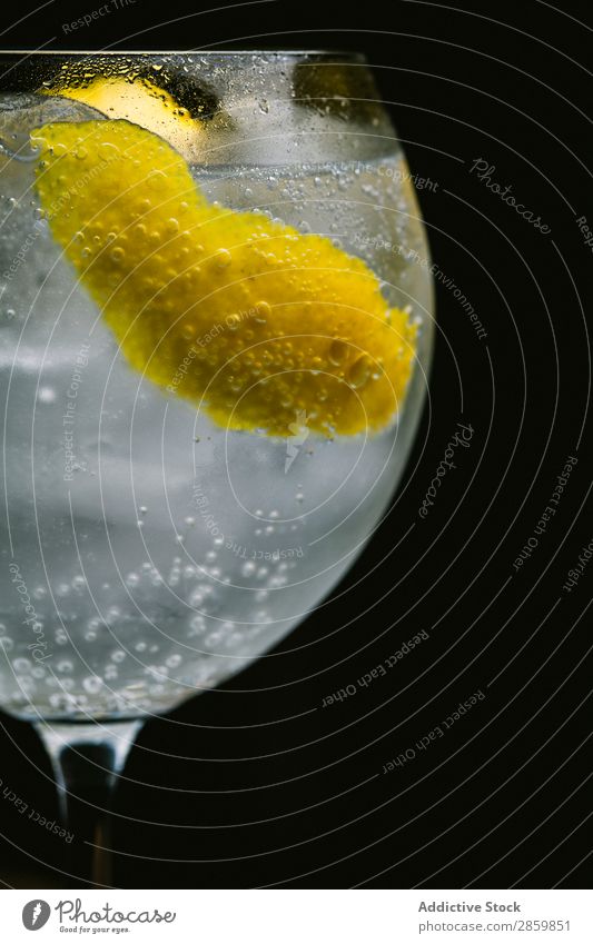 Gin tonic cocktail with lemon on dark background Alcoholic drinks Background picture barman bartender Beverage Bourbon Cocktail Cold Drinking Fresh garnish