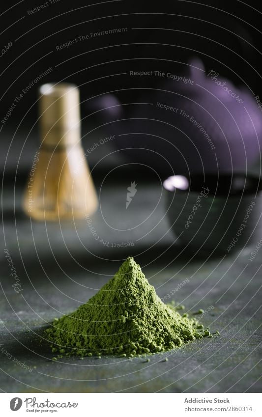 Preparing matcha tea with bamboo whisk Bamboo Beverage brew Green Healthy Japanese Powder Tea Beater