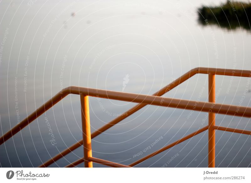 Bathing lake in the evening Environment Nature Lake Lake Balaton Joy Anticipation Warm-heartedness Dream Wanderlust Colour photo Multicoloured Deserted