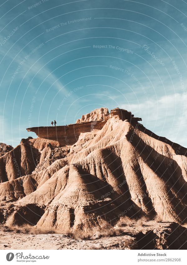 Picturesque sandy cliffs in sunlight Sandstone Cliff Landscape Dry Canyon Nature Rock Summer Blue sky scenery Adventure Panorama (Format) Peace