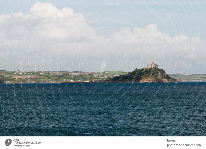 St. Michael's Mount Vacation & Travel Tourism Trip England Environment Nature Landscape Water Sky Clouds Sun Summer Beautiful weather Hill Rock Waves Ocean