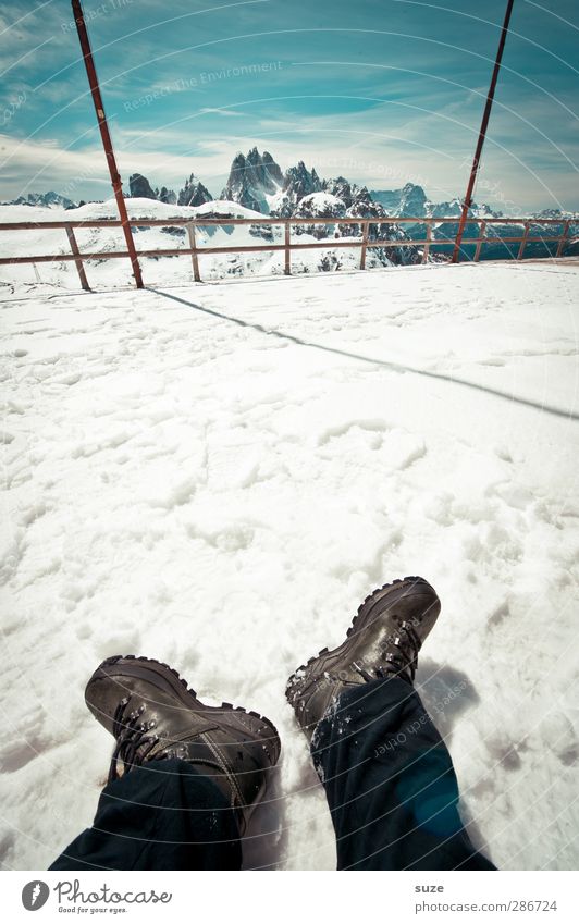 Triggering always works Vacation & Travel Snow Winter vacation Mountain Hiking Legs Feet Environment Nature Landscape Sky Clouds Climate Beautiful weather Rock