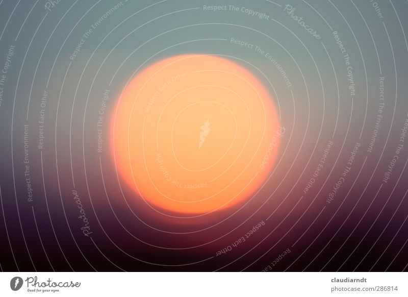 fireball Elements Sky Cloudless sky Sun Sunlight Beautiful weather Illuminate Hot Warmth Violet Orange Turquoise Geometry Circle Fireball Colour photo