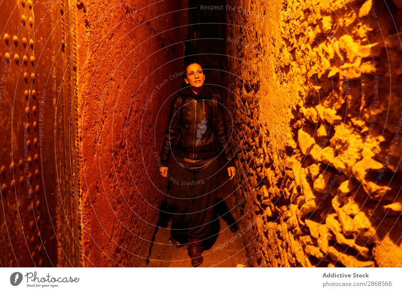 Woman on narrow street at night Street Narrow Human being Vacation & Travel City Tradition editorial Marrakesh Morocco Walking Tourism Beautiful Loneliness