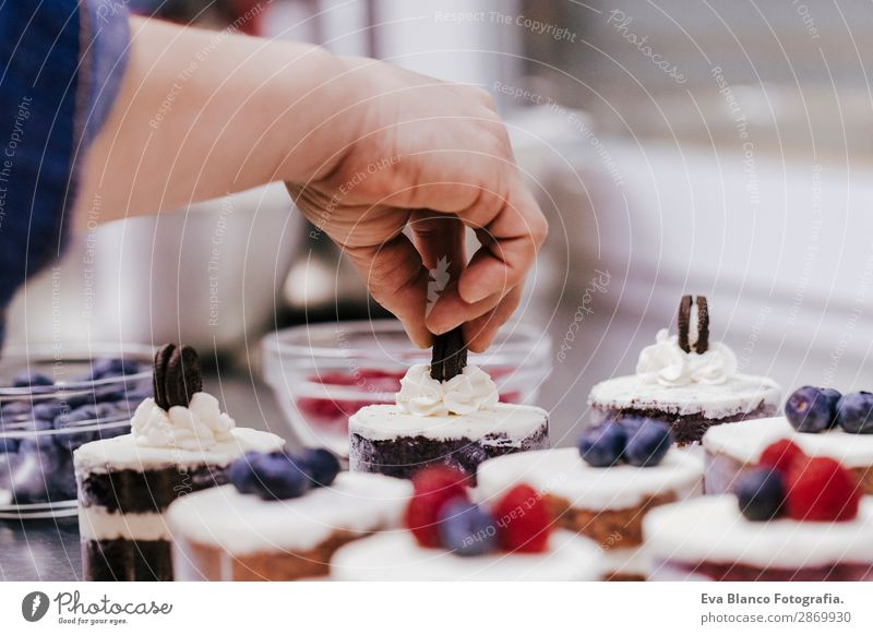 close up view of woman preparing pastries Food Dough Baked goods Bread Roll Croissant Cake Nutrition Eating Breakfast Workplace Kitchen Industry Trade Feminine